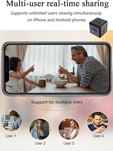 Miniatura 7 de Cámara espía oculta WiFi, mini cámara inalámbrica HD1080P, pequeña cámara de detección de movimiento, cámaras de visión nocturna para seguridad en