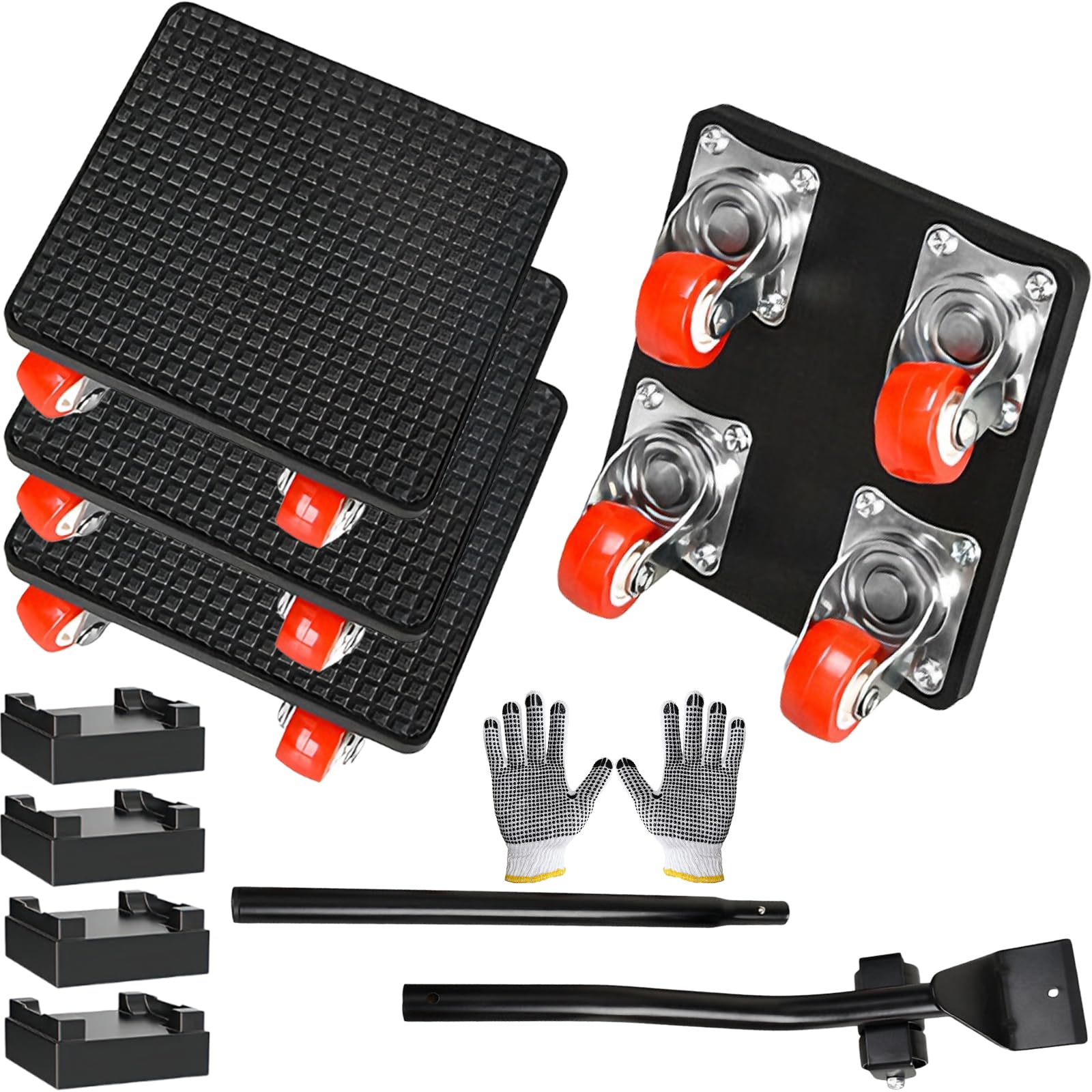 Houbobo Black Furniture Dolly, Furniture Movers With 4 Wheels, Heavy Duty Furniture Lifter Tool Set With 500Kg Load Capacity, 360° Rotation Wheels Dolly, For Easily Moving Heavy Furniture, Refrigerator, Cabinet