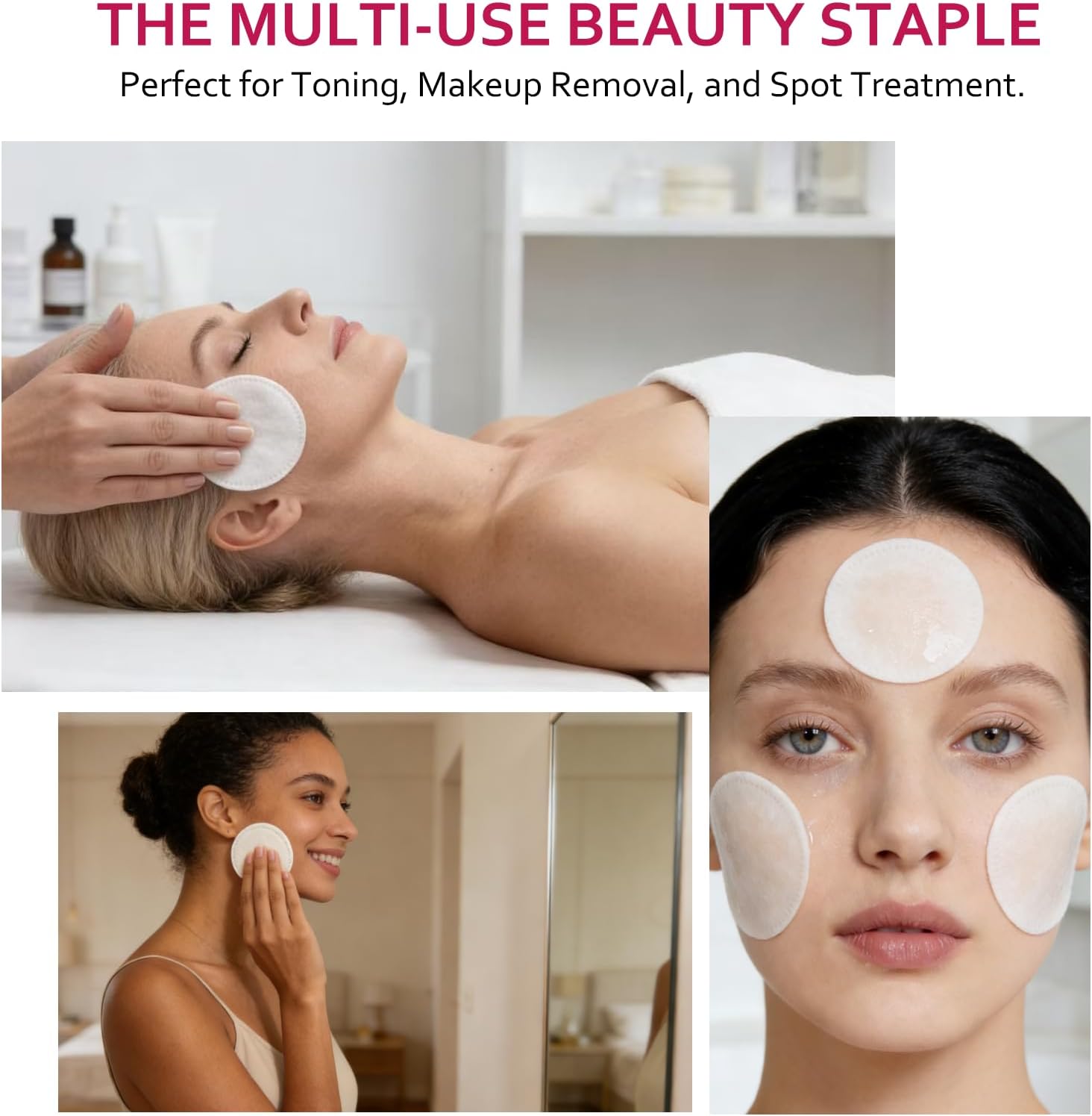 2000 PCS Ultra Soft Cotton Rounds, Stitched, Double-Layered, Hypoallergenic, Lint-Free, 20 Pack with 100 Count Each, Premium Facial Cleansing Pads for Face, Eye Makeup Removal - Image 3