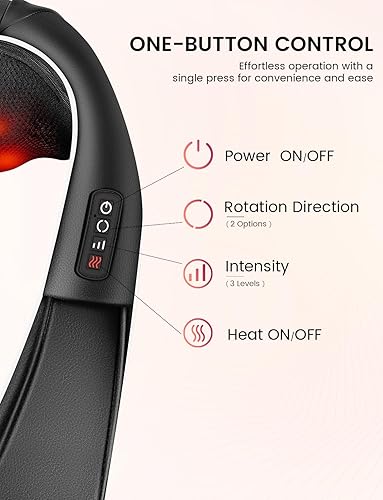 Miniatura 4 de RIKE Shiatsu - Masajeador de espalda y cuello con calor, masajeador eléctrico de espalda para aliviar el dolor, tejido profundo, almohada de masaje