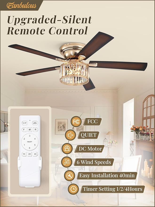 Ventilador de Techo 56 Pulgadas Con Luz y Control Remoto 6 V miniatura 4