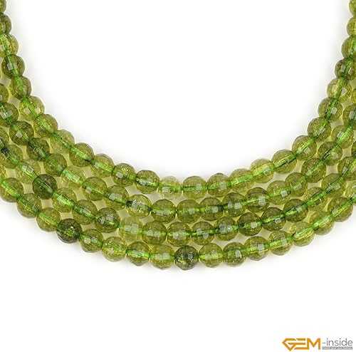 Miniatura 4 de GEM-insid - Cuentas sueltas de peridoto verde facetadas con cuentas sueltas de energía natural para hacer joyas, 0.236 pulgadas, redondas, 15
