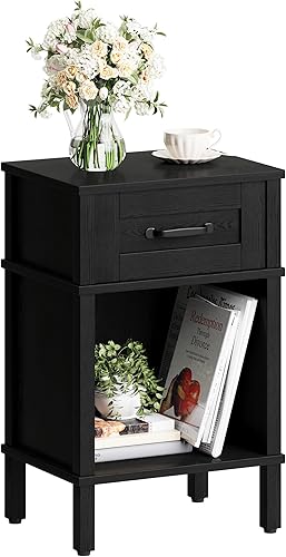 Mesita de noche de granja con cajón, mesita de noche de madera con estante abierto, armario de noche moderno para dormitorio, mesa auxiliar pequeña,