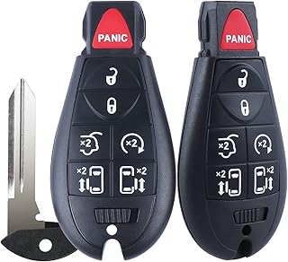 OEM Keyless Entry Remote Key Fob Replacement fit 2008-2019 Dodge Grand Caravan, 2008-2016 Chrysler Town and Country (M3N5WY783X IYZ-C01C 433MHZ 7Btn) Set of 2