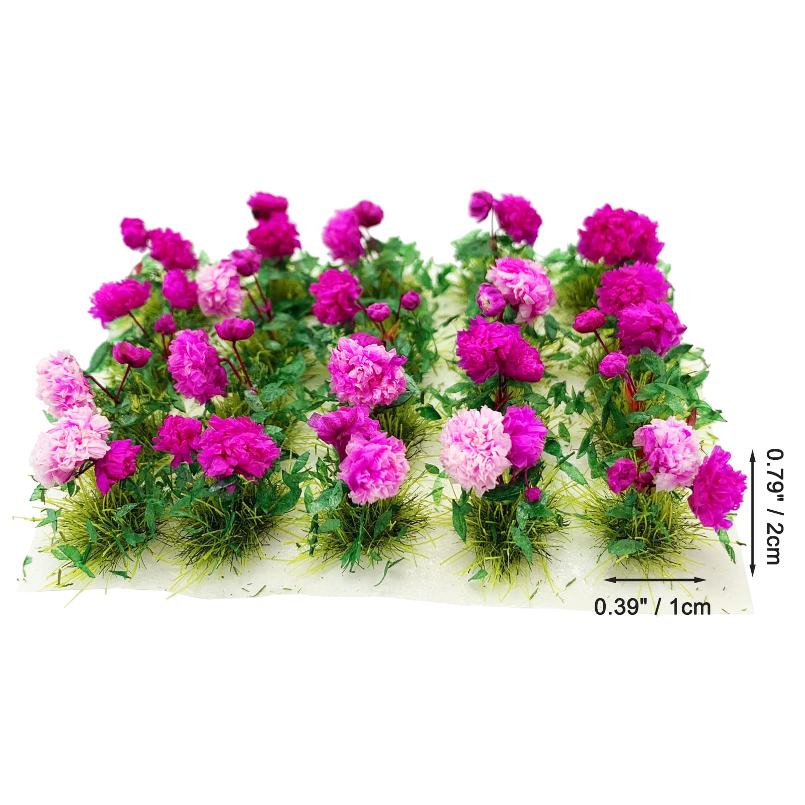 20 mechones de flores en miniatura para mini casa de muñecas, jardín de hadas, ferrocarril, escenario estático simulado, modelo de micro paisaje (rosa) 4