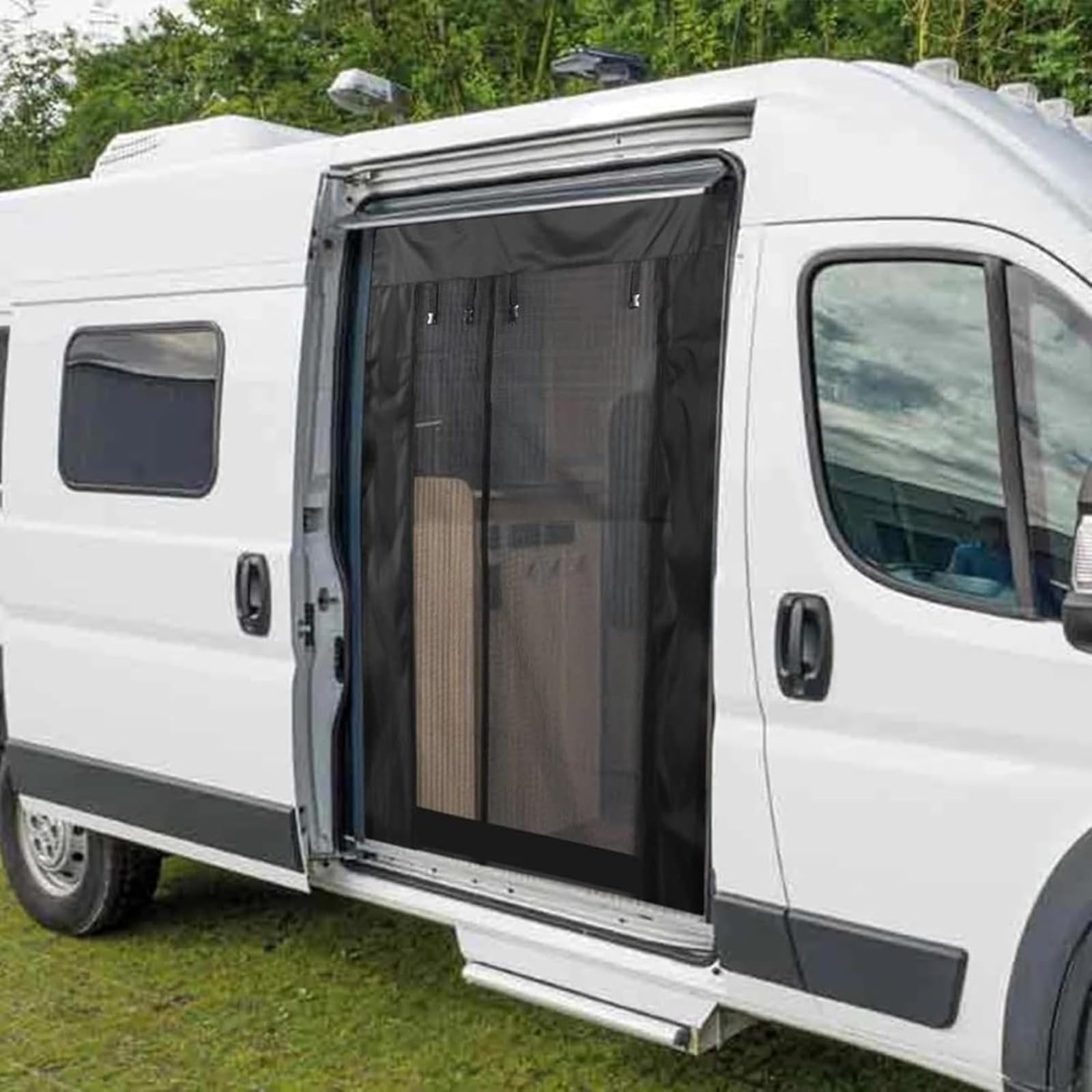 Moustiquaire Magnétique Porte Latérale Fourgon Aménagé pour Fiat Ducato (290 230 244 250 290 1981-2025 2026), Rideau Anti-Insectes Van, Camping-Car avec Fermeture Mains Libres