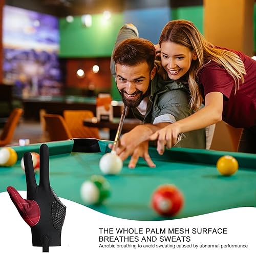 Miniatura 7 de Guantes de billar de tres dedos  Guantes de piscina de mano izquierda y derecha  Guantes de billar para tacos de billar  Guantes profesionales de