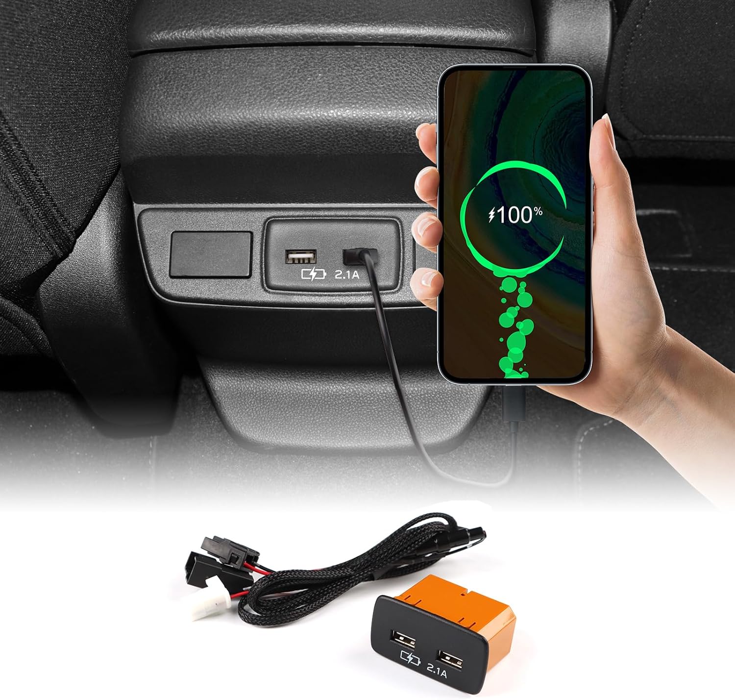 KUNGKIC for 2022 2023 2024 2025 Subaru WRX at Dual USB Ports Rear Seat Outlet Panel Mount 12V Interior Accessories 1PCS