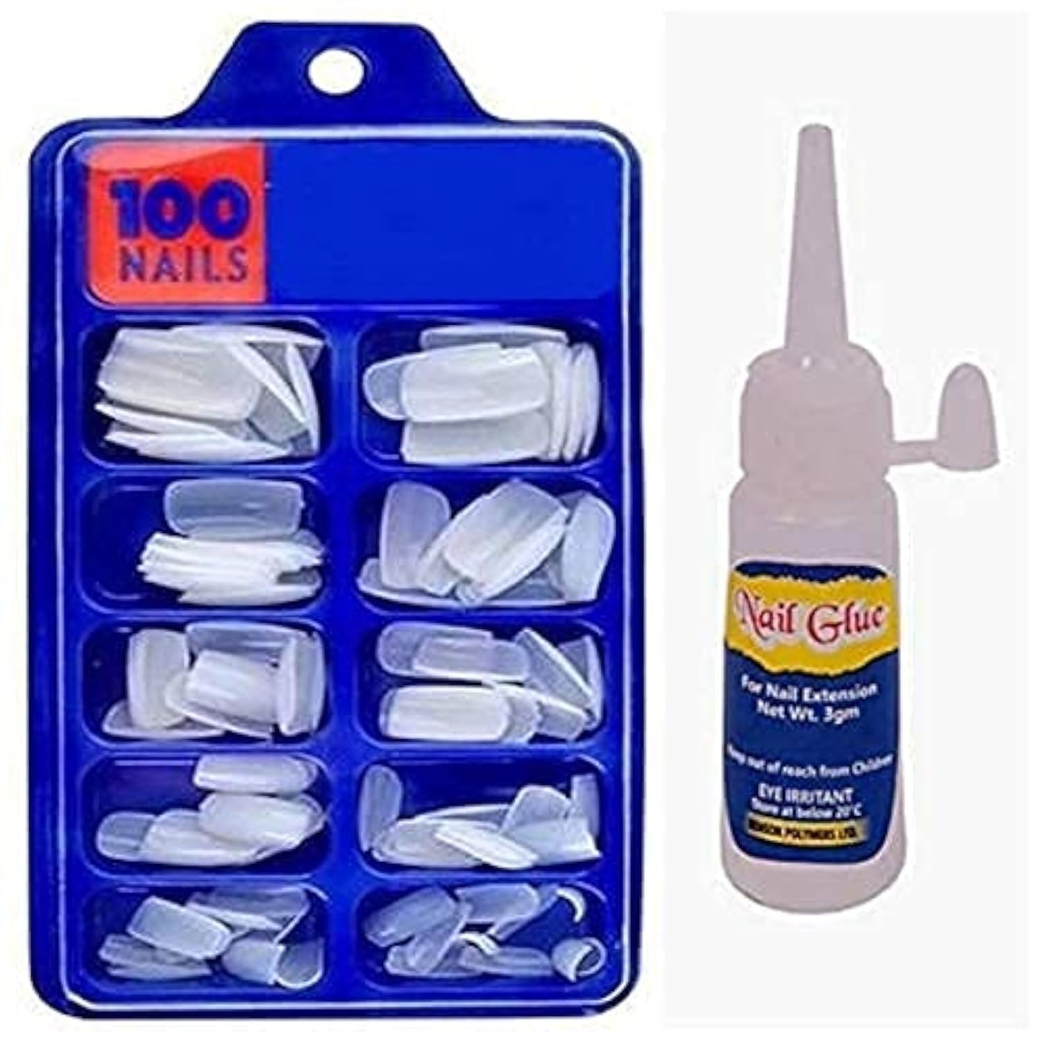 MKSL Artificial Nails Set With Glue, Acrylic Transparent fake/False Nails Set Of 100 Pcs with Reusable Artificial Nail Glue-image-8