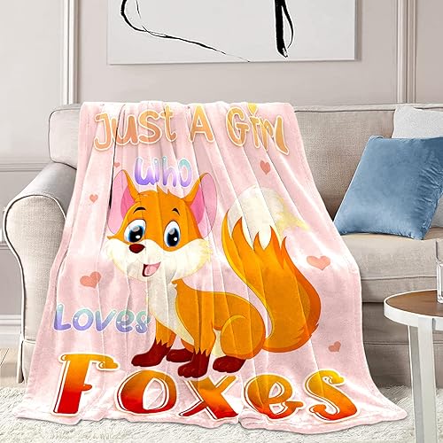 Manta de zorro para niñas, manta suave Kawaii para niños, regalo para cumpleaños o Navidad, 50 x 60 pulgadas