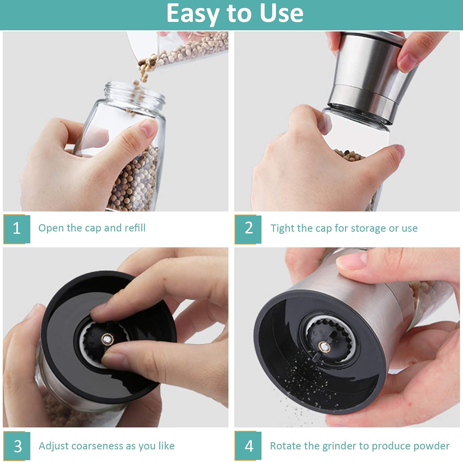 50% оƒƒ Dіѕсоunt Salt and Pepper Grinder Set, Trofoty Stainless Steel Adjustable Ceramic Sea Salt Grinder & Pepper Mill Set, Glass Salt and Pepper Shakers Pepper Mill Salt Mill - Set of 2 Rеvіеw Dіѕсоunt Salt and Pepper Grinder Set, Trofoty Stainless Steel Adjustable Ceramic Sea Salt Grinder & Pepper Mill Set, Glass Salt and Pepper Shakers Pepper Mill Salt Mill - Set of 2