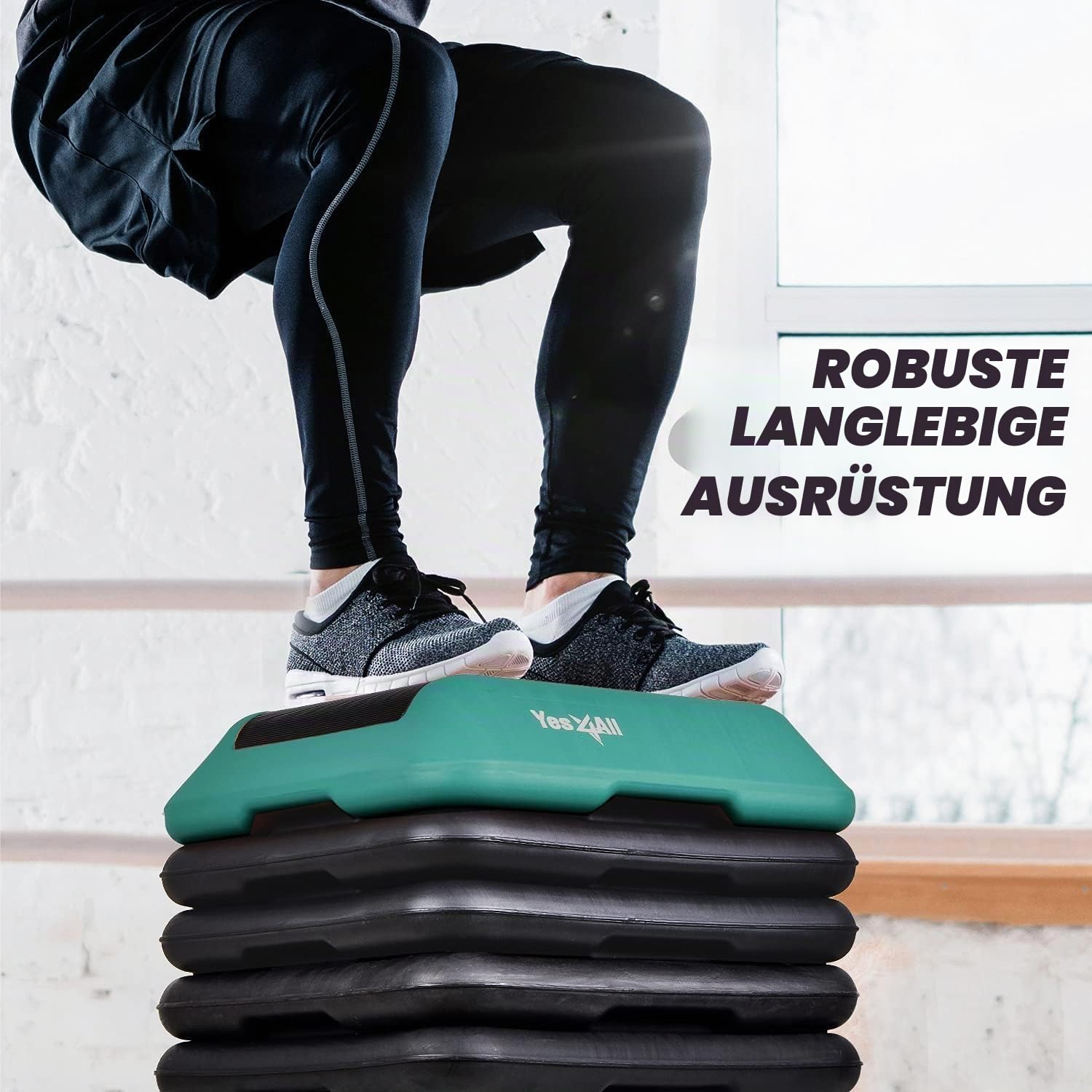 Yes4All 40,6 x 40,6 cm verstellbare Aerobic-Plattform mit 4 Erhöhungen, höhenverstellbar, 10,2 cm - 15,2-20,3 cm, 25,4 cm - 30,5 cm, Aerobic-Plattform für Zuhause, Fitnessstudio, Fitness, Workout