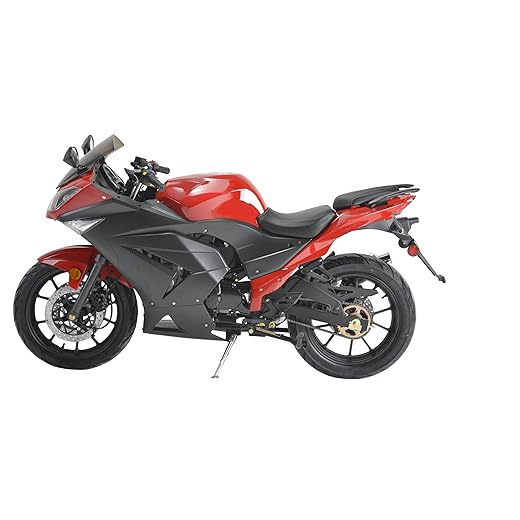 HHH 125cc Motorcycle with Manual Transmission Gas Street Bike by Boom BD125-11 for Adult Youth 125cc Scooter LED Lights and 17 inches Wheels (Red)