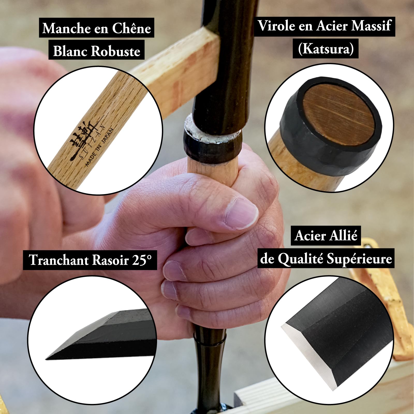 SUIZAN Ciseau à Bois Japonais 36 mm – Oire nomi Professionnel Outil de Menuiserie