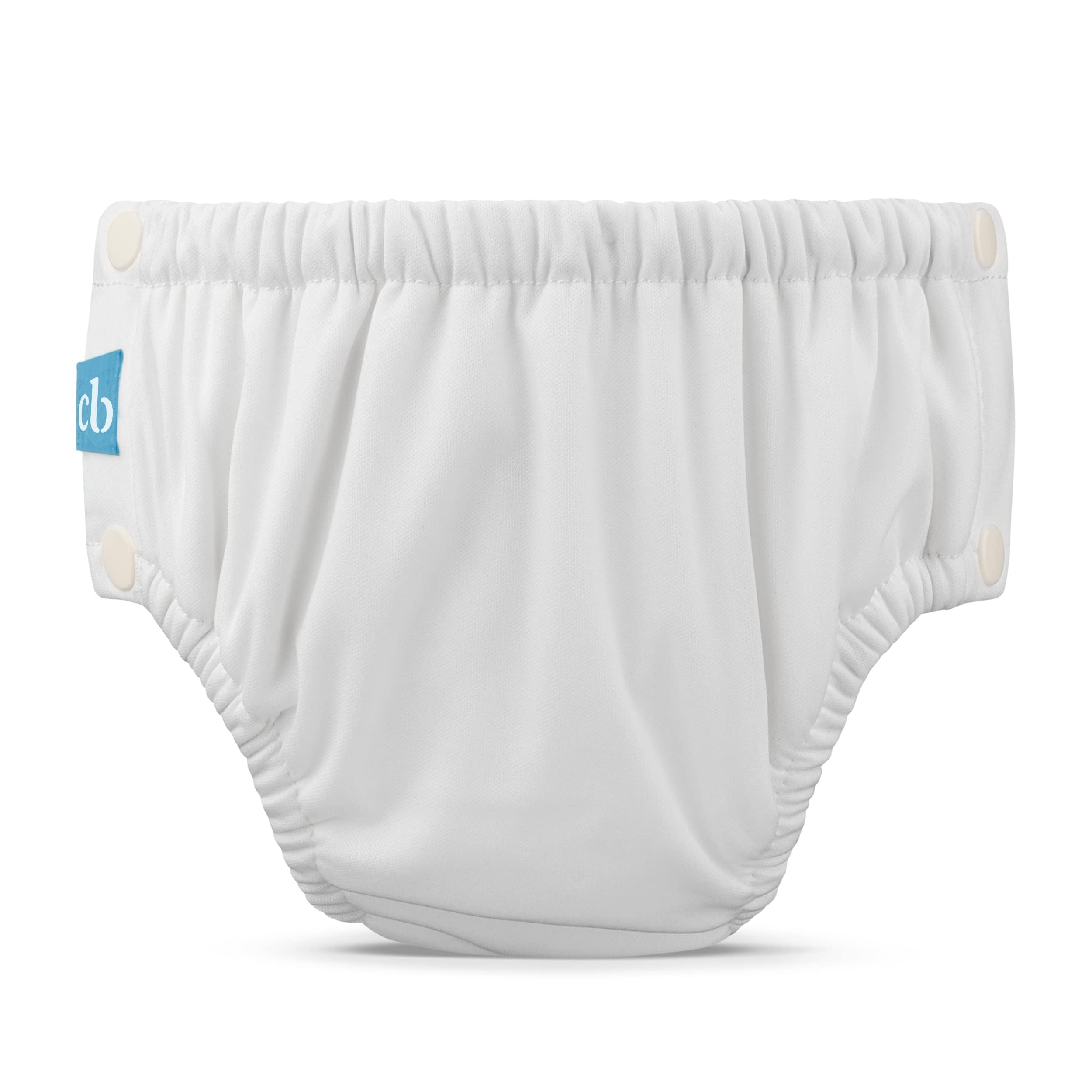 Charlie Banana Pañal de Baño reutilizable con broches de fácil apertura. Para bebés niñas y niños. Hechos con una capa exterior impermeable para prevenir fugas. M - White