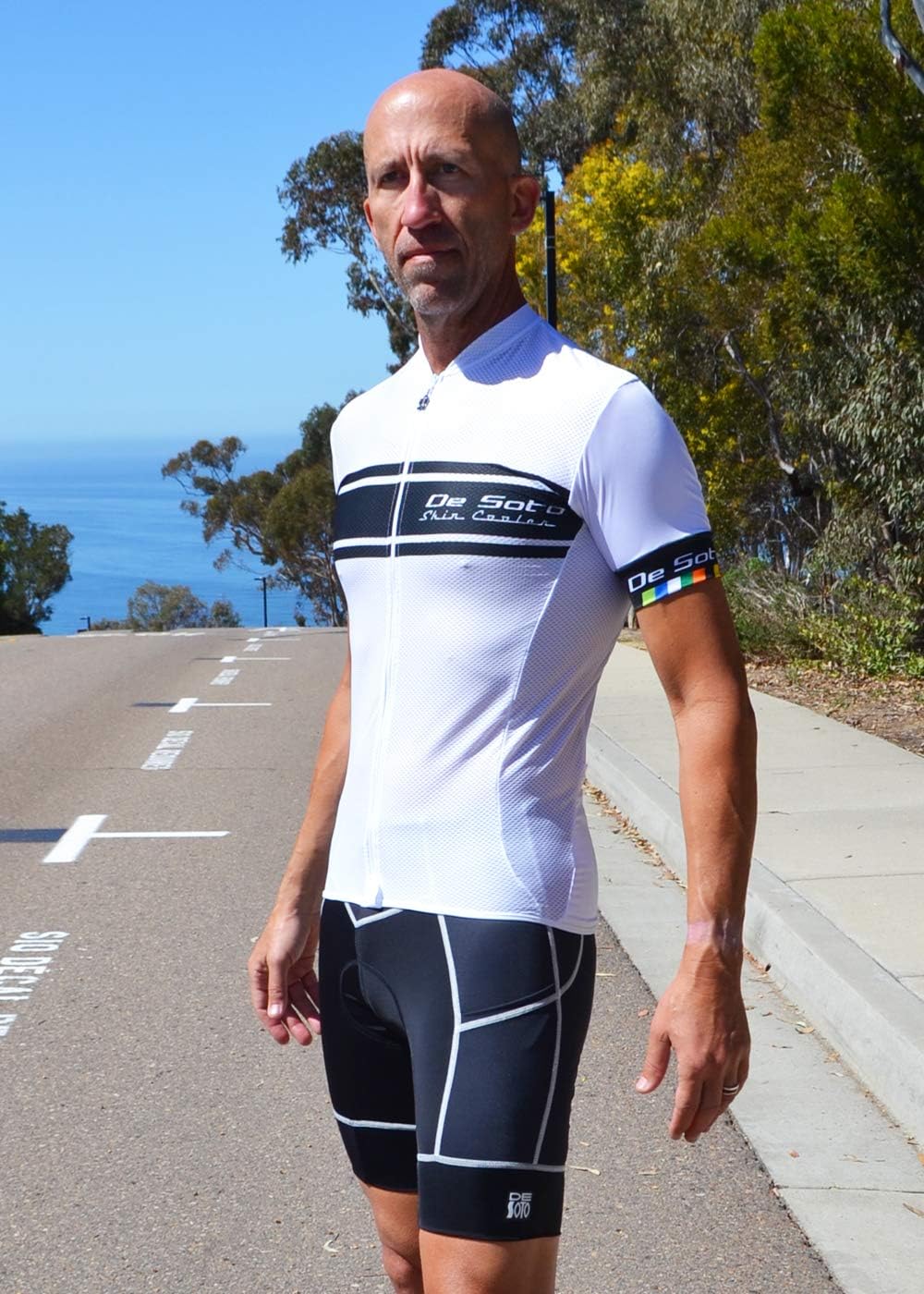 De Soto Men’s Skin Cooler Short Sleeve Full Zip Tri Top – Aero Fit, Cooling Fabric, Pockets, for Triathlon & Cycling