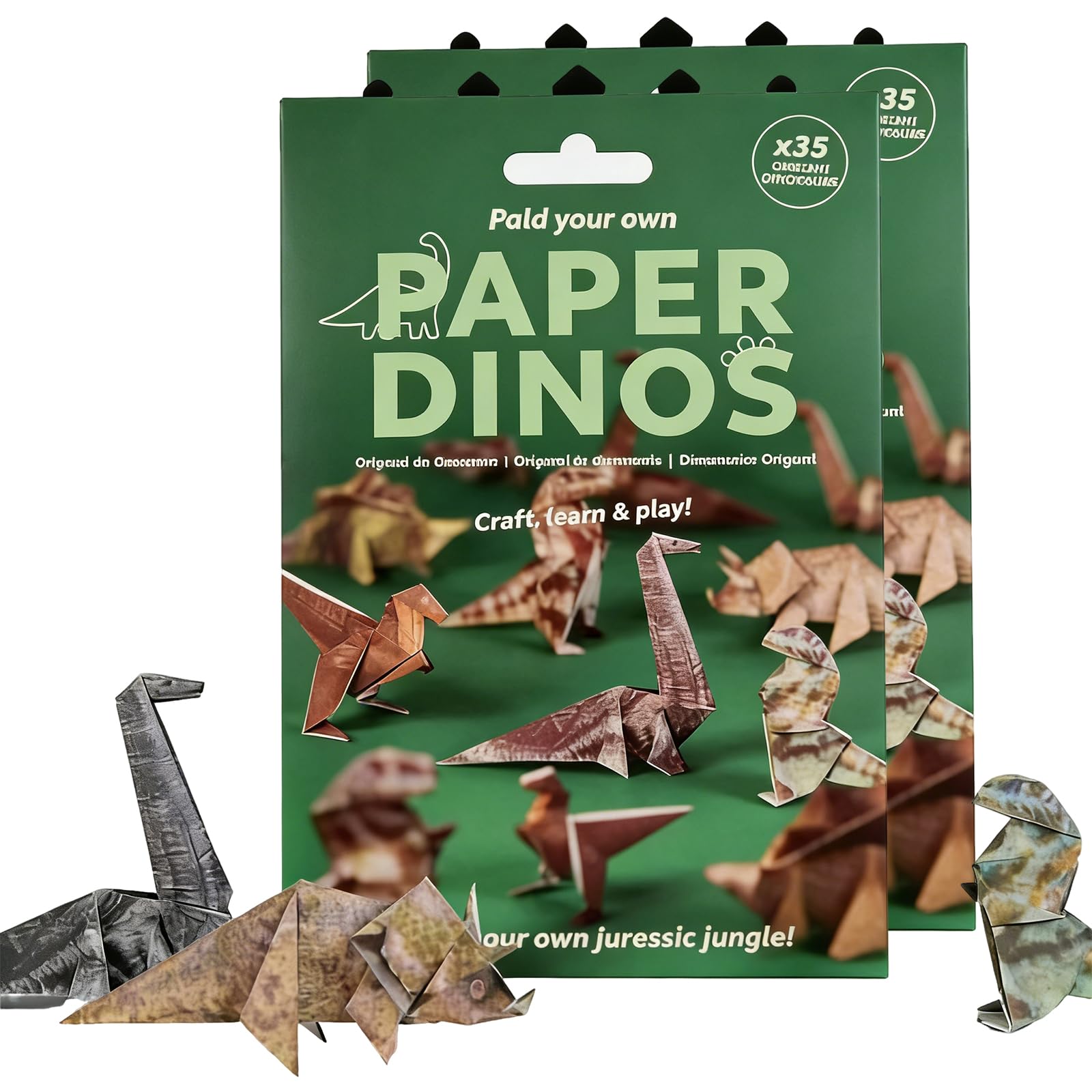 Rthynti Paper Cats Origami Kit, 100Pcs DIY 3D Fold Your Own Paper Cat Figures, Origami Cats Kit for Adults Kids Animal Lovers, Gift & Desk Decoration (Dinosaur)