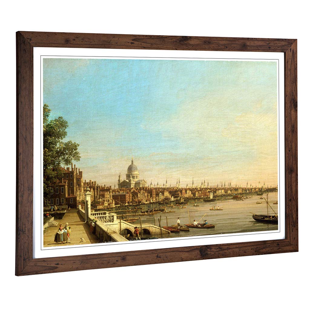 Big Box Art Framed Print of Giovanni Canaletto The Thames, Somerset House Design | Wall Art Picture| Home Decor for Kitchen, Living Room, Bedroom, Hallway, Walnut, A2 / 24.5x18 Inch / 62x45cm