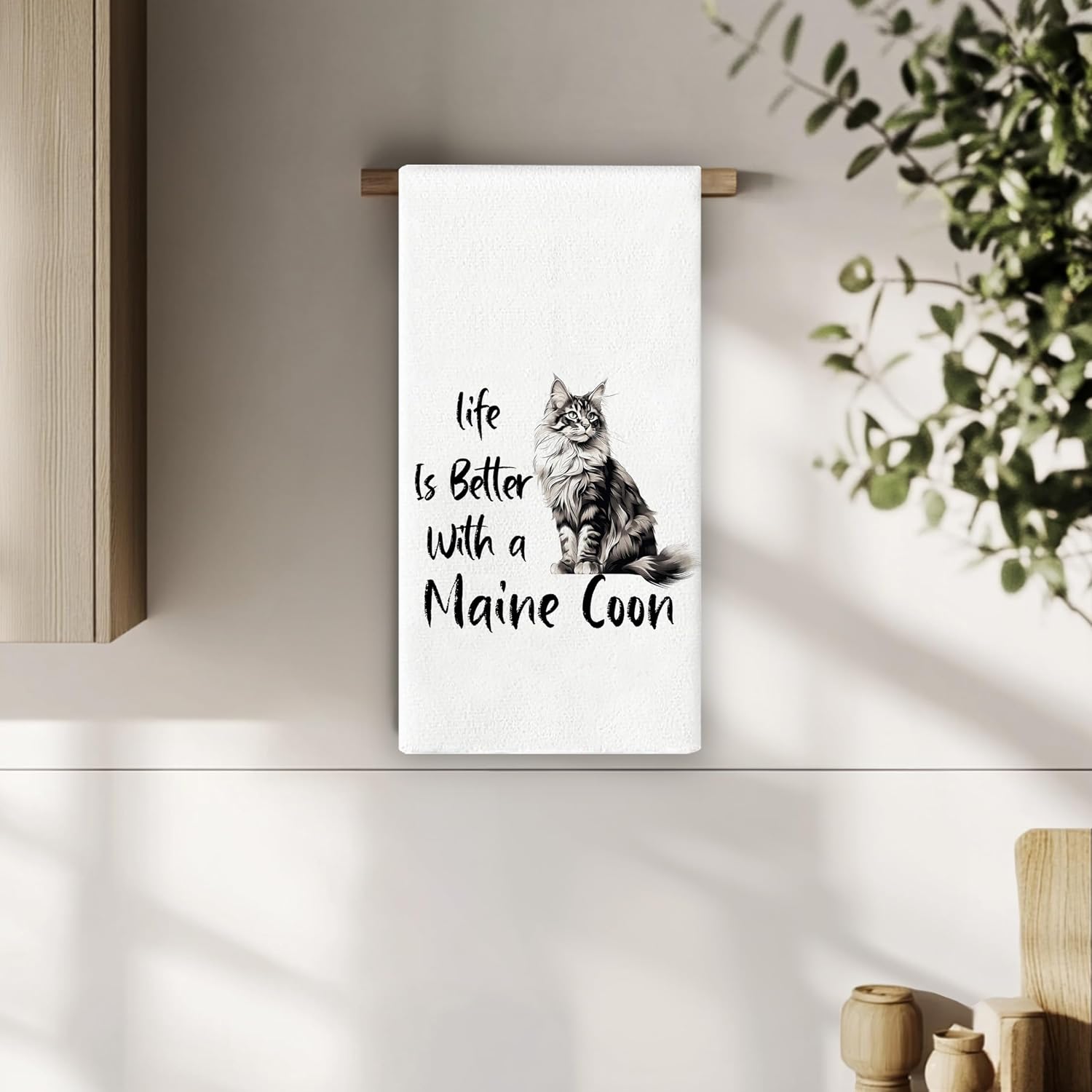 Maine Coon Cat Kitchen Towels - Main Coon Gifts, Life is Better with Maine Coon Hand Towels for Bathroom Kitchen Decorative, 16x24 - Image 2