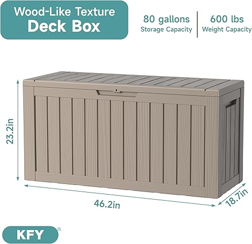 Miniatura 2 de Caja de cubierta de 80 galones, caja de almacenamiento de material de resina para exteriores, impermeable y resistente a los rayos UV con capacidad