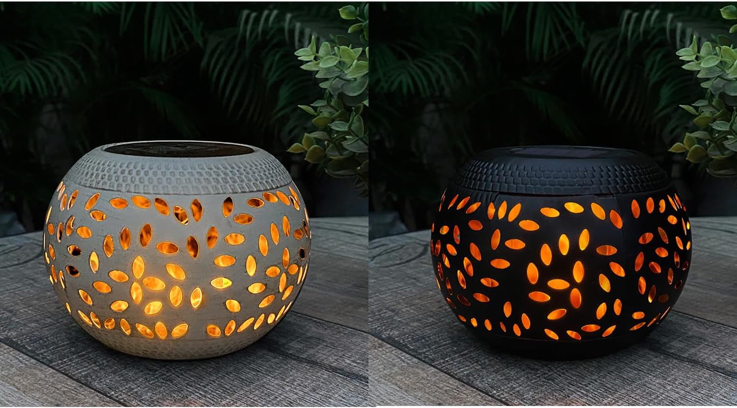 Solar Table Lantern Outdoor Waterproof- Dancing Flickering Flame Solar Powered LED Light, Metal Desktop Decorative Lamp Auto On/Off Lighting Dusk to Dawn for Desk Patio Garden Pathway Yard