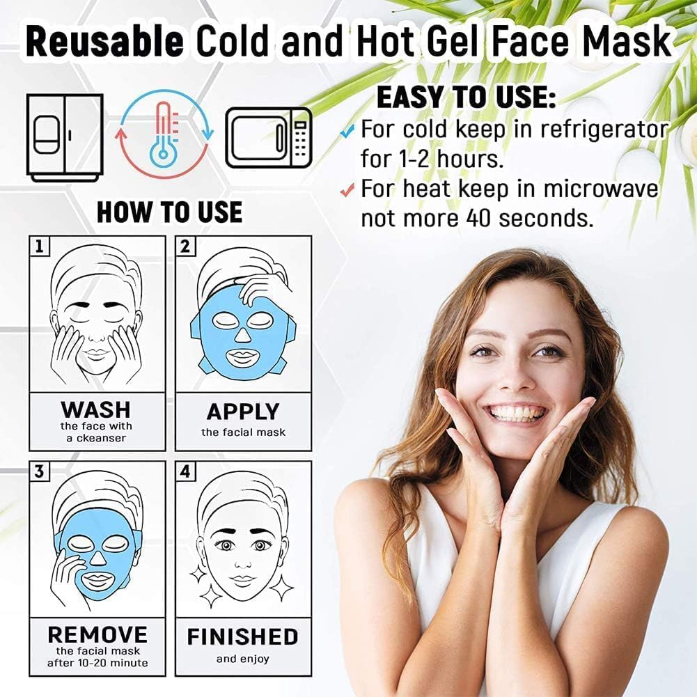SJ GADHVI Cold Face Eye Mask with Gel Beads, Ice Pack for Dark Circles, Puffiness, Headaches, Hot and Cold Compress, Sleep and Skin Care for Women 3
