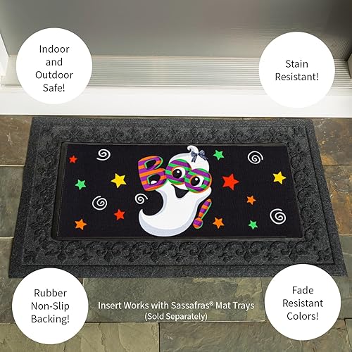 Miniatura 4 de Evergreen Sassafras Boo Ghost - Tapete de entrada intercambiable  Interior y exterior  22 pulgadas x 10 pulgadas  Parte trasera antideslizante  Para