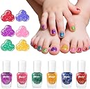 Non-Toxic Kids Nail Polish Set, Glitter Quick Dry Fingernail Polish for Toddler, Water-Based Peelable Nail Polish for Kids, 6 Color Rainbow for Halloween and DIY Gift Kid Ages 3+