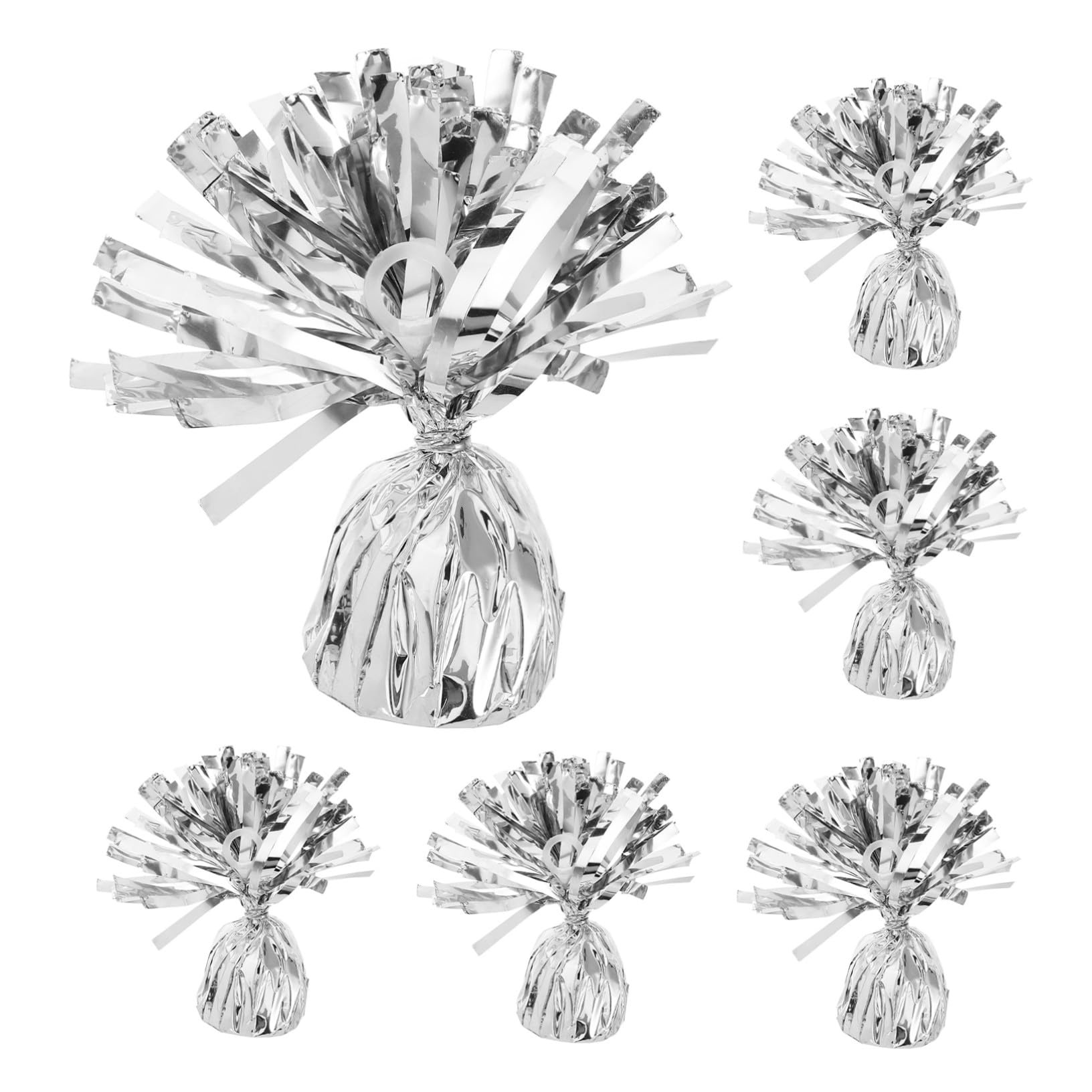 Ballongewicht 6 Stück aus Pet und Zement für Hochzeiten und Festivals | Silber, Einfach Anzubringen und Sicher zu Befestigen, Elegantes Design, für Ballondekorationen