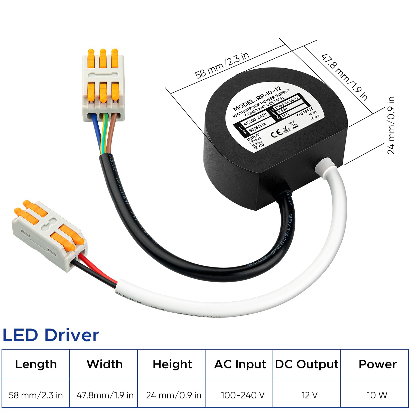 Alimentatore 12V 12W IP67 - Trasformatore Mini Per Strisce LED, Impermeabile, 49x47x24mm - Foto 3
