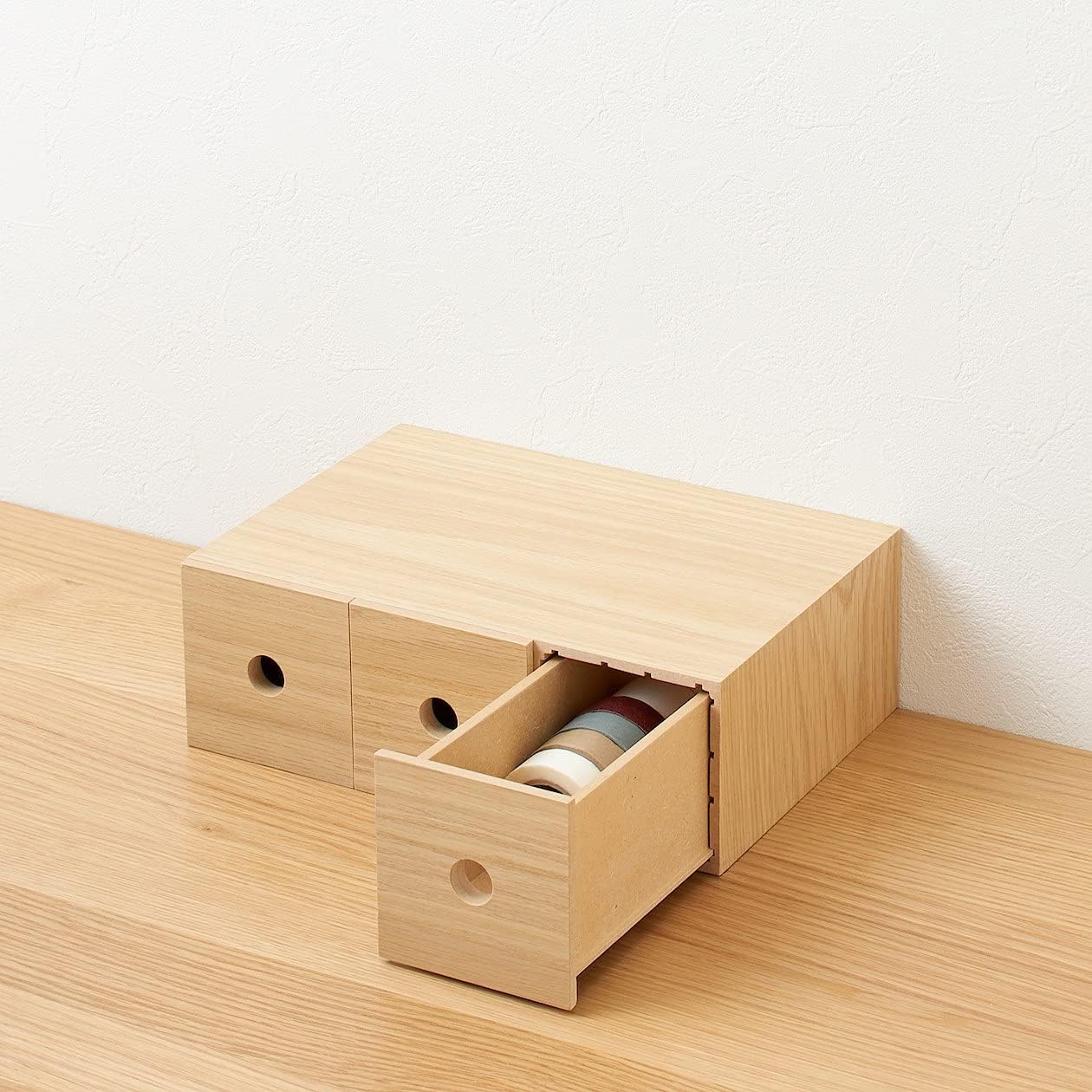 MUJI 82603323 Wooden Accessory Storage, 3 Tiers, Approx. Width 3.3 x Depth 6.7 x Height 9.9 inches (8.4 x 17 x 25.2 cm)