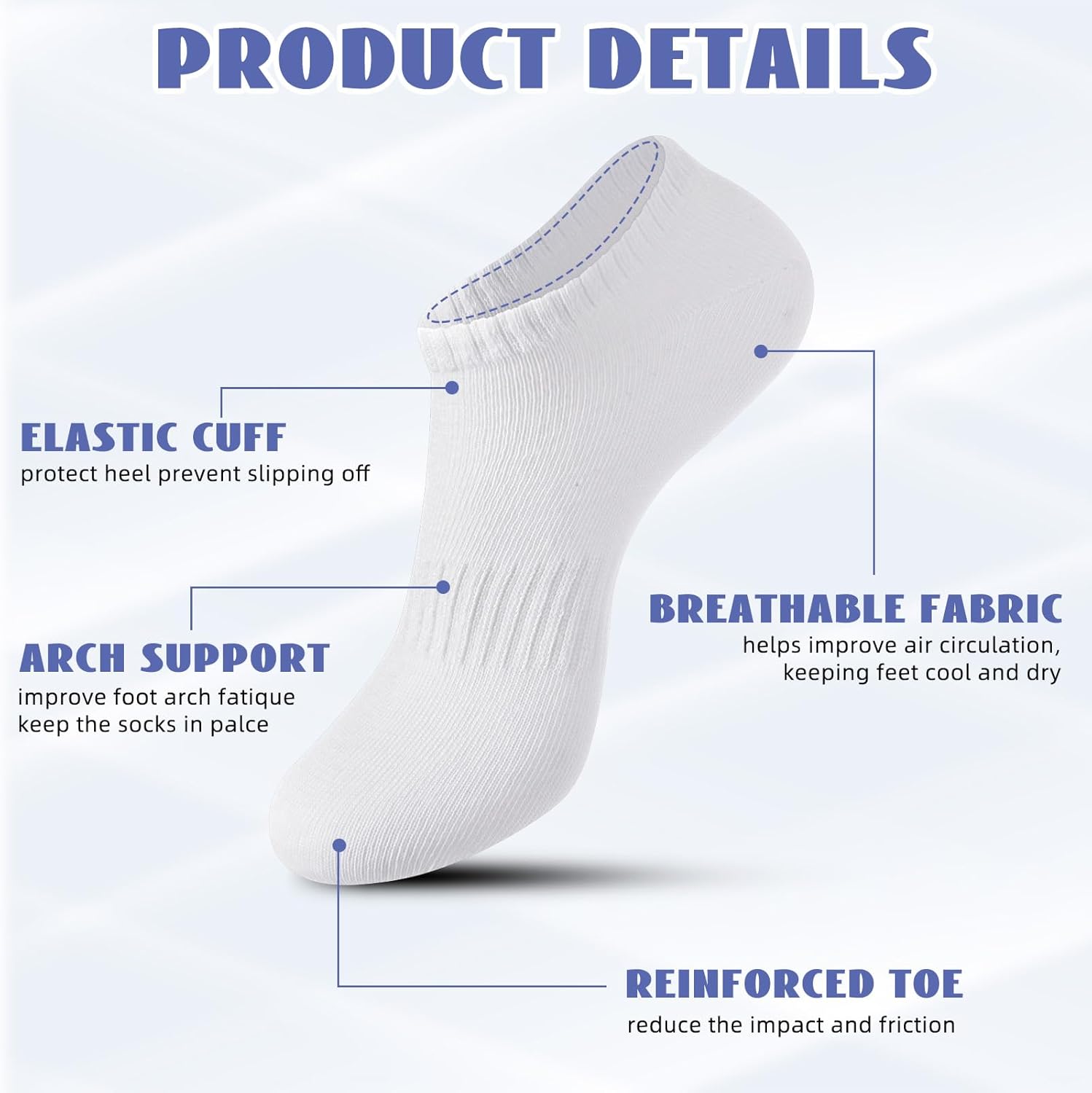 100 Pcs Low Cut Ankle Socks in Bulk for Homeless White Unisex Thin Breathable Socks No Show Anti Slid Athletic Socks - Image 4