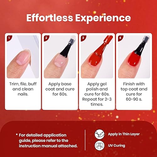 Miniatura 7 de Beetles - Esmalte en gel rojo con purpurina, colección Passion Rush, uñas navideñas con purpurina, rojo, naranja y dorado, para manicura