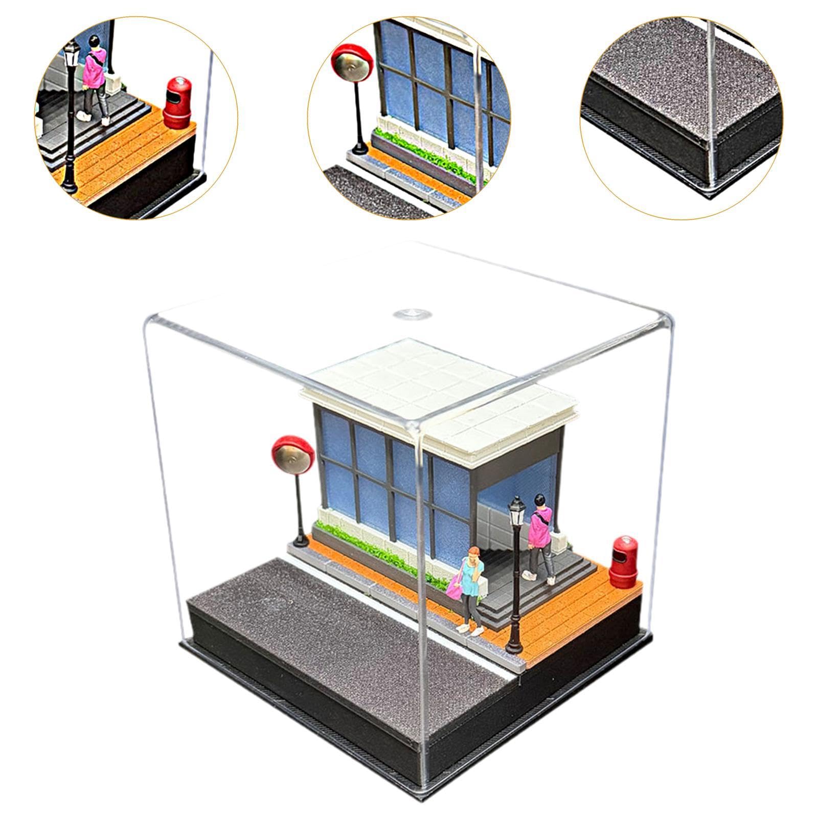 Vitrina para Ruedas de Metal Fundido a Escala 1/64 con Figuras Y Accesorios para Maquetas de Coches.