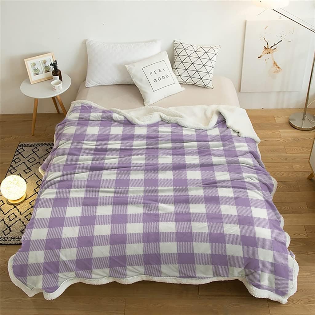 White Plaid Sherpa Blanket Thick Velvet Flannel Bedspreads Office Nap Throw Sofa Cover Bedding