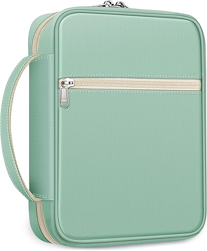 Miniatura 12 de FINPAC, Funda para Biblia, estuche de transporte para libros, con asa y bolsillo con cremallera, regalo perfecto para madres y niñas (negro)