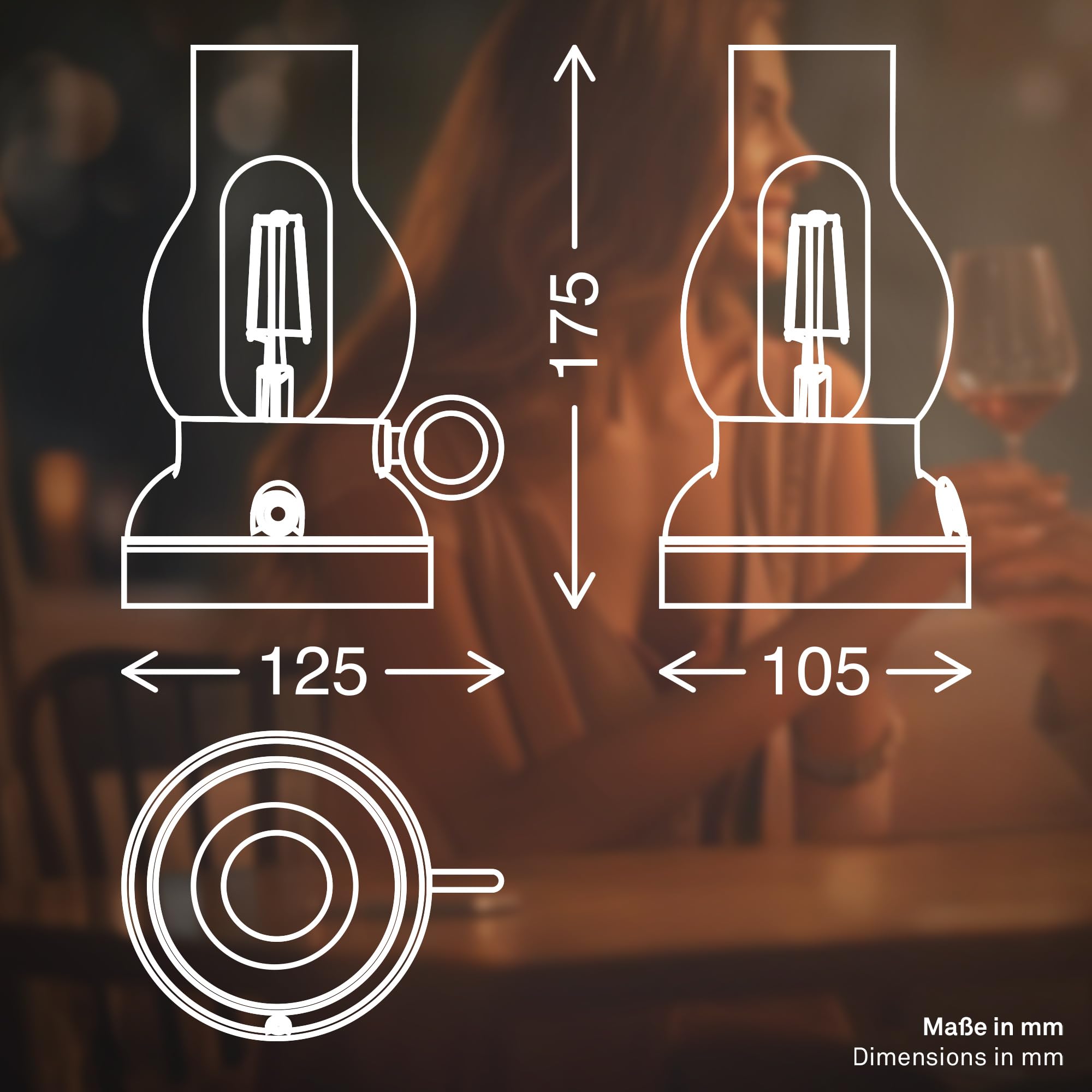 BRILONER - Bezprzewodowa lampa stołowa LED, IP44, dotykowa, ściemniana, wymienna bateria, lampa kempingowa, lampa stołowa, lampa akumulatorowa, do użytku na zewnątrz, elektroniczna lampa naftowa LED