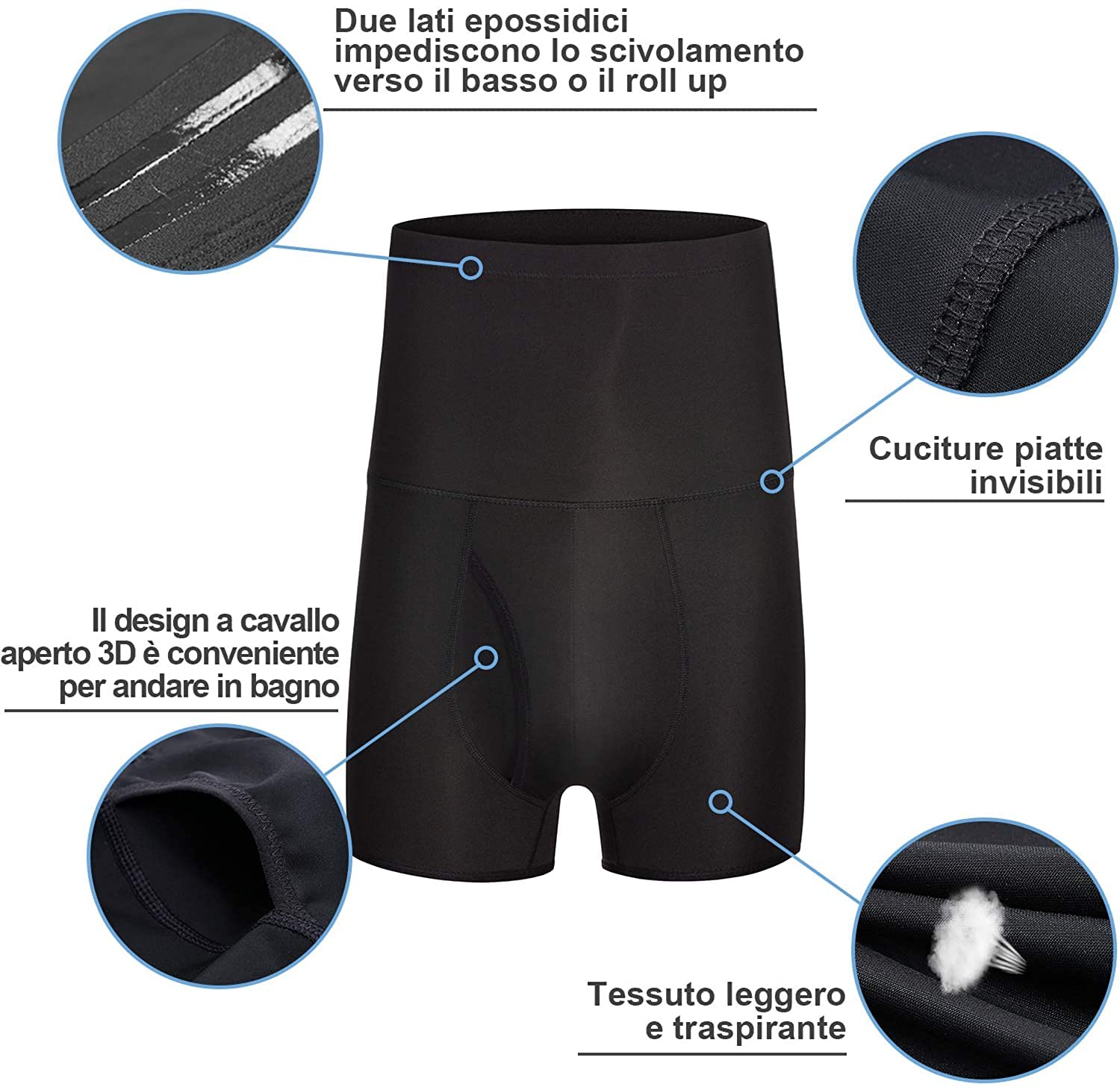 Mutande Uomo Vita Alta Compressione Boxer Slip Controllo Pancia Dimagranti Shapewear Pantaloncini