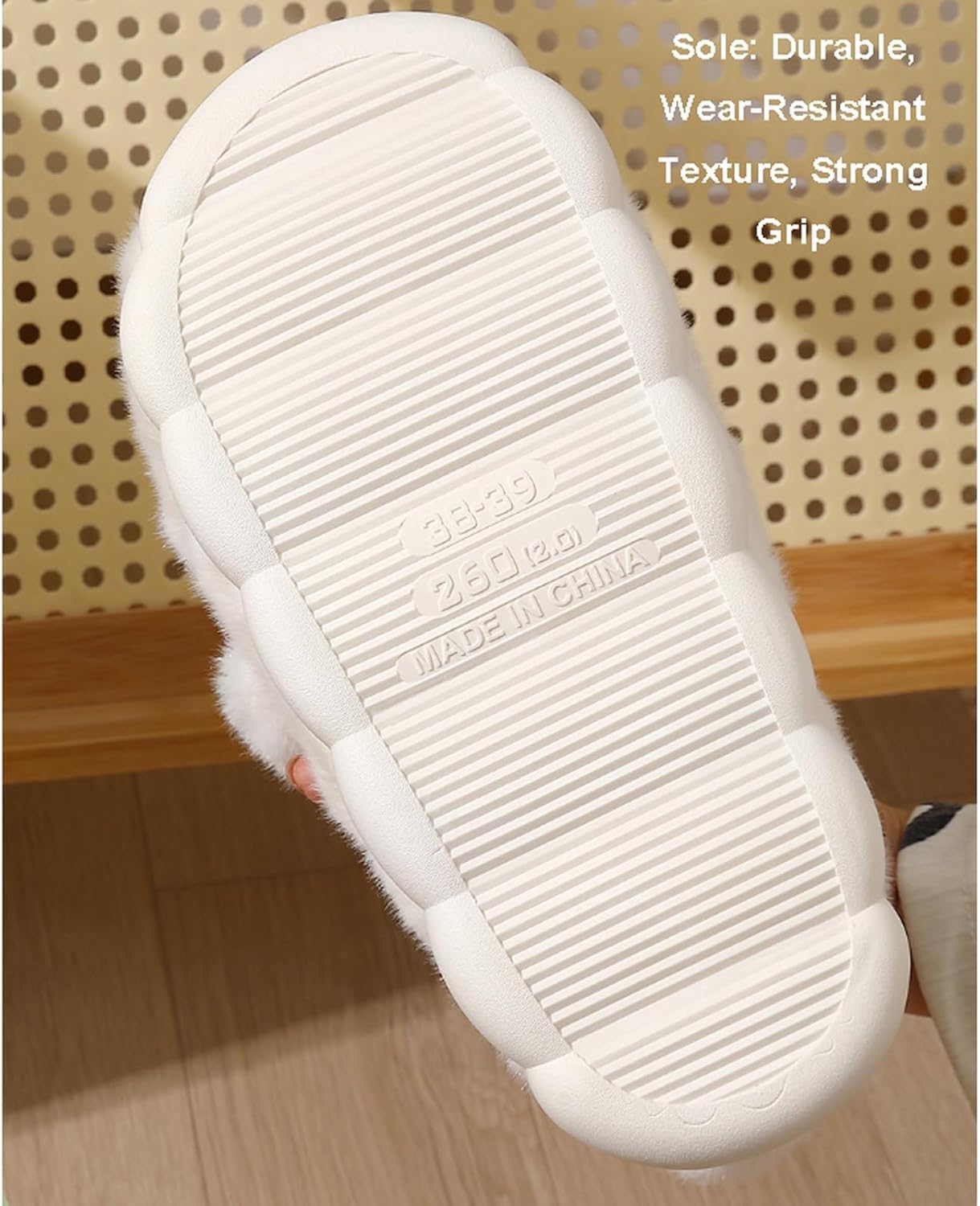 Genérico Lindas Pantuflas De Oso Polar, Antideslizantes Y De Felpa Cálida