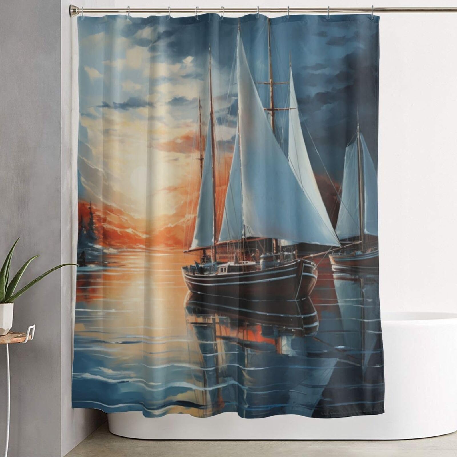 Rideau de douche voilage anti-moisissure et imperméable de 182x152 cm