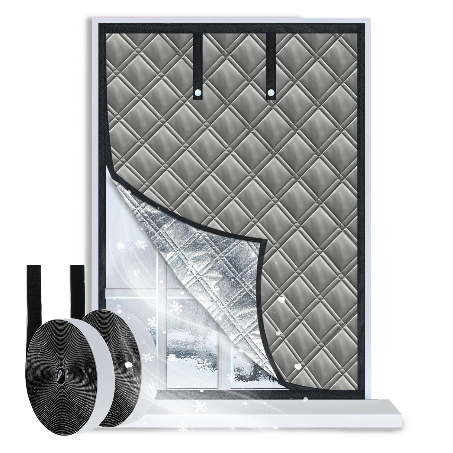 Kit d'isolation de fenêtre thermique 170x150cm isolant anti-froid aluminium