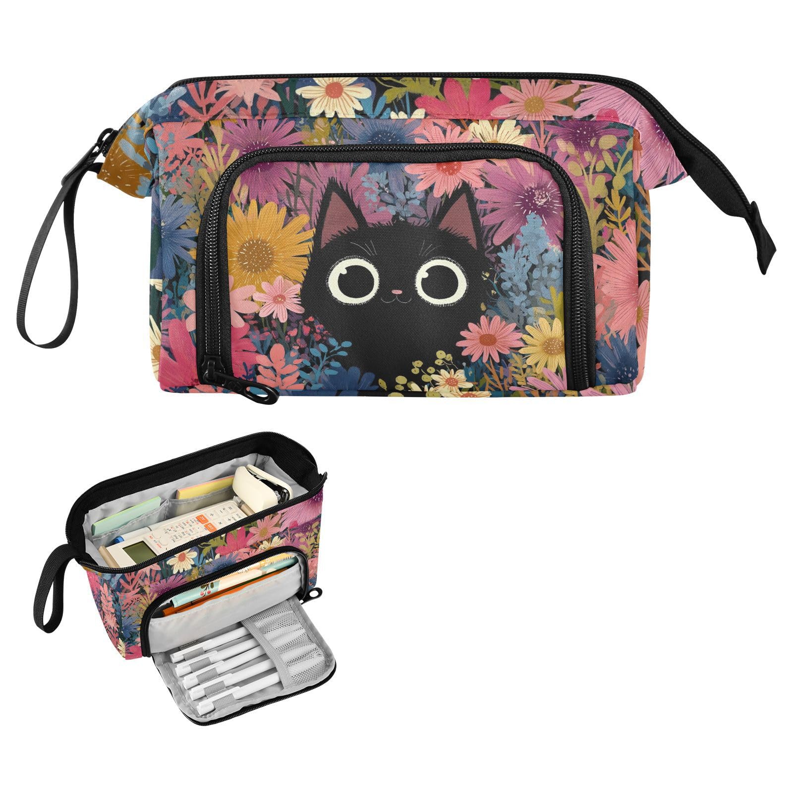 Cute Cat Big Capacity Pencil Pen Case Large Pencil Pouch