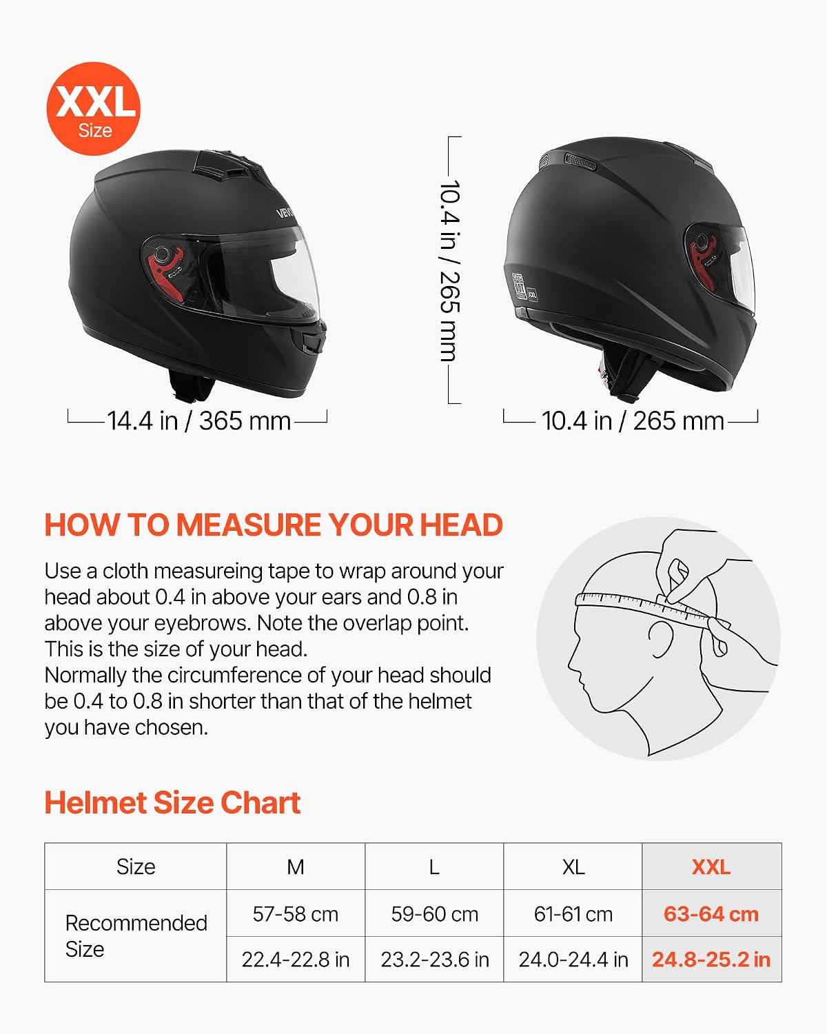 VEVOR Full Face Motorcycle Helmet DOT Approved, Dual Visor & Interchangeable Lens, Smart Street ABS Helmet Comfortable Motocross Helmet, Fit for Youth & Adults