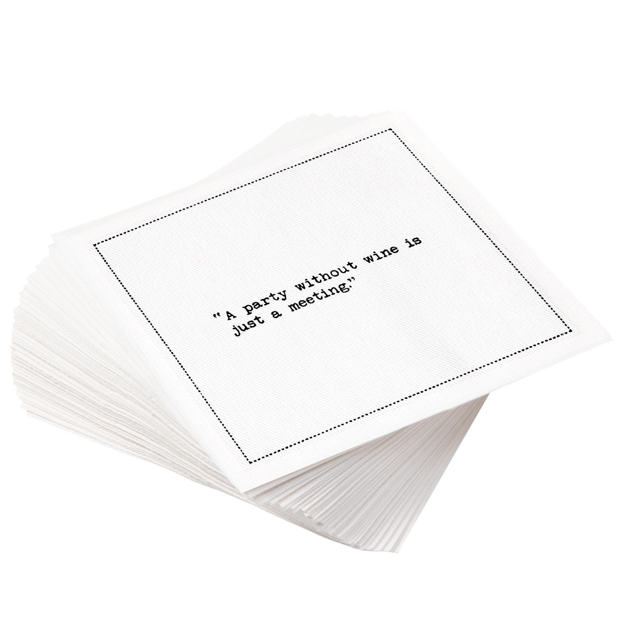 Five Star Funny Wine Quotes | White Cotton Cocktail Napkins | 50 Luxury Disposable Beverage Napkins