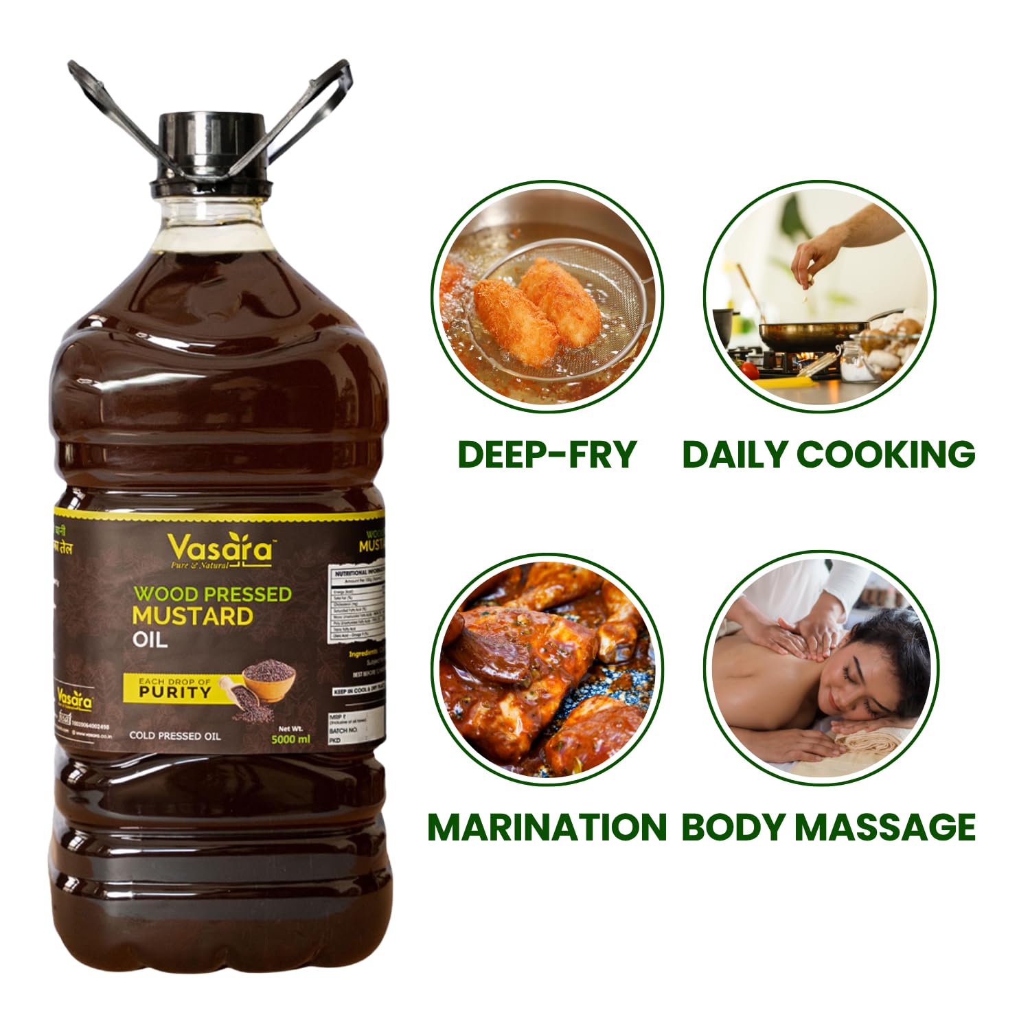 VASARA Cold Pressed Mustard Oil/Sarson Ka Tel | Pure & Organic