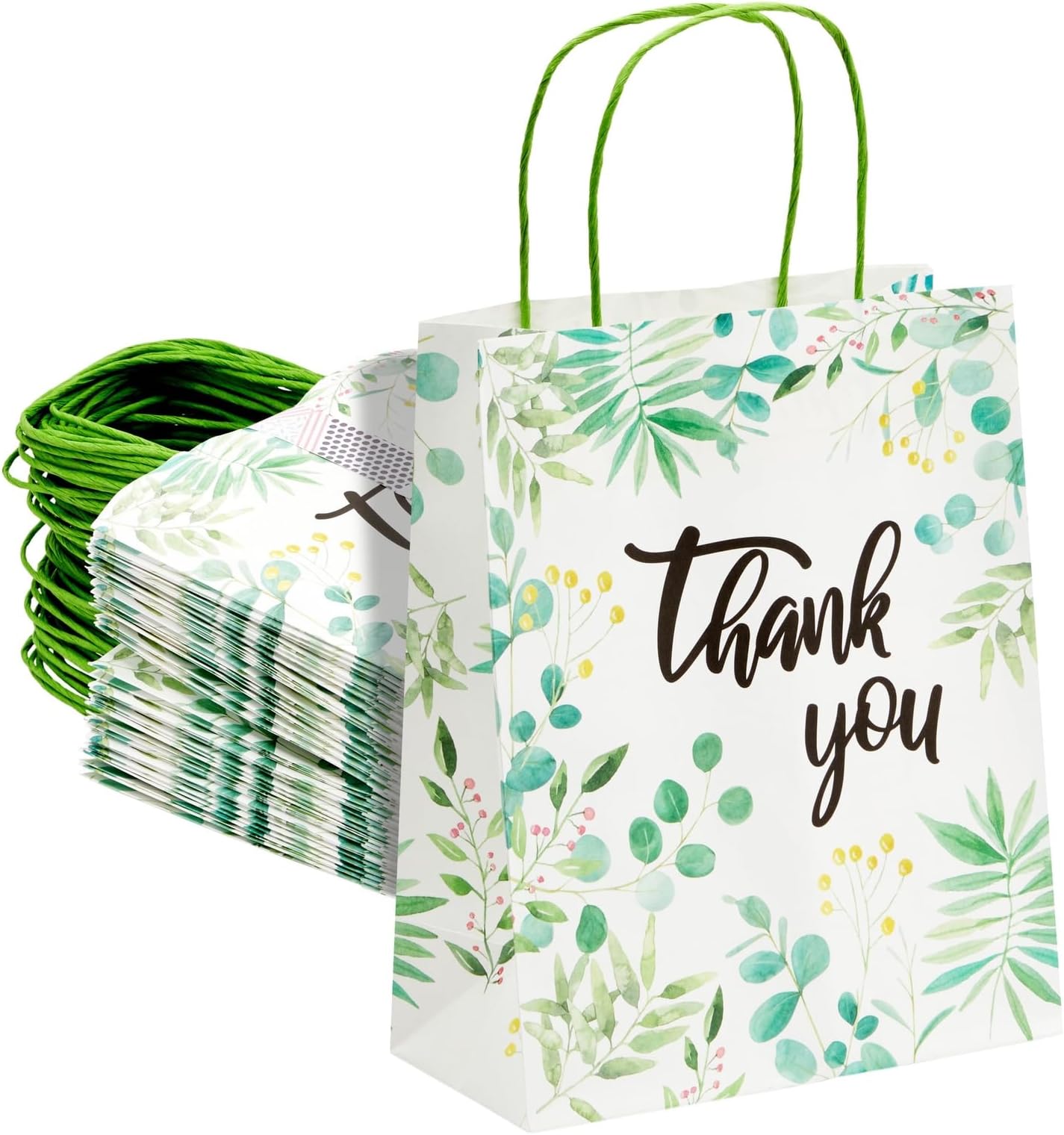 Amazon.com: 60 Pcs Greenery Eucalyptus Thank You Bags Thank You Gift ...