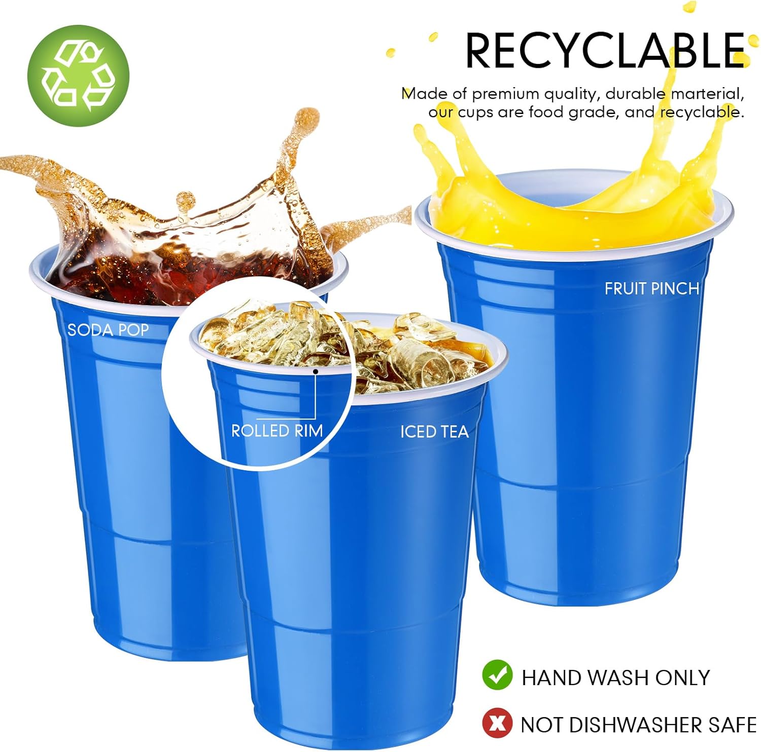 Mimorou Blue 200 Pack 16 oz Plastic Cups Bulk, Disposable Party Plastic Cup for St Patricks Mardi Gras Wedding Stackable Beverage Drinking Tumbler Heavy Duty for BBQ Birthday Baby Shower Graduation