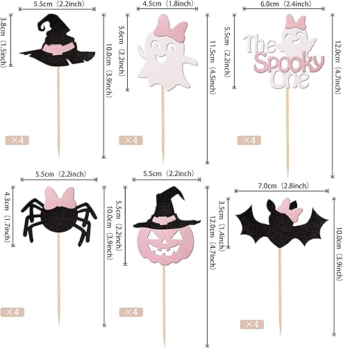 Miniatura 83 de 24 piezas de decoración de cupcakes temáticos de Halloween, espeluznante abucheo, fantasma, bruja, araña, murciélago, cupcakes, calabaza, rasgo