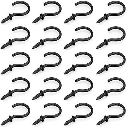 Black 120Pcs 1 Inch Metal Cup Hook Screw Hook Screw-in Ceiling Screw Hook for Hanging