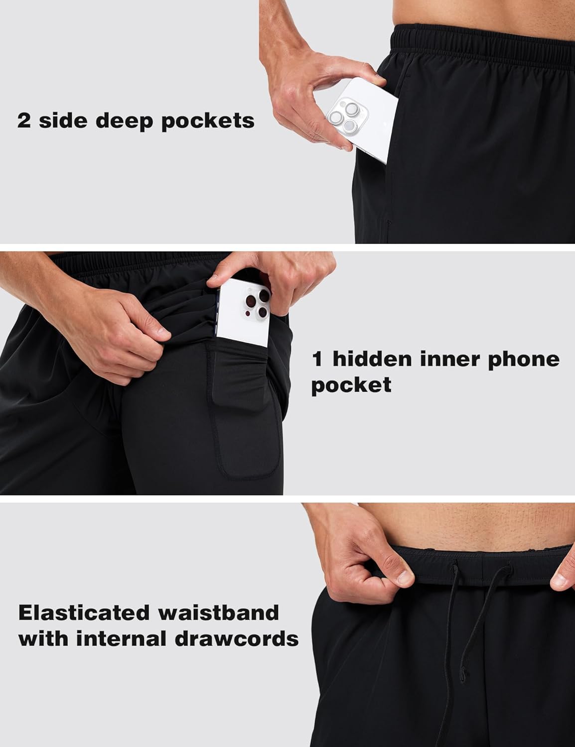 Men's 2 in 1 Athletic Running Shorts Quick Dry 5 Inch Lightweight Workout Gym Shorts with Liner and Pockets